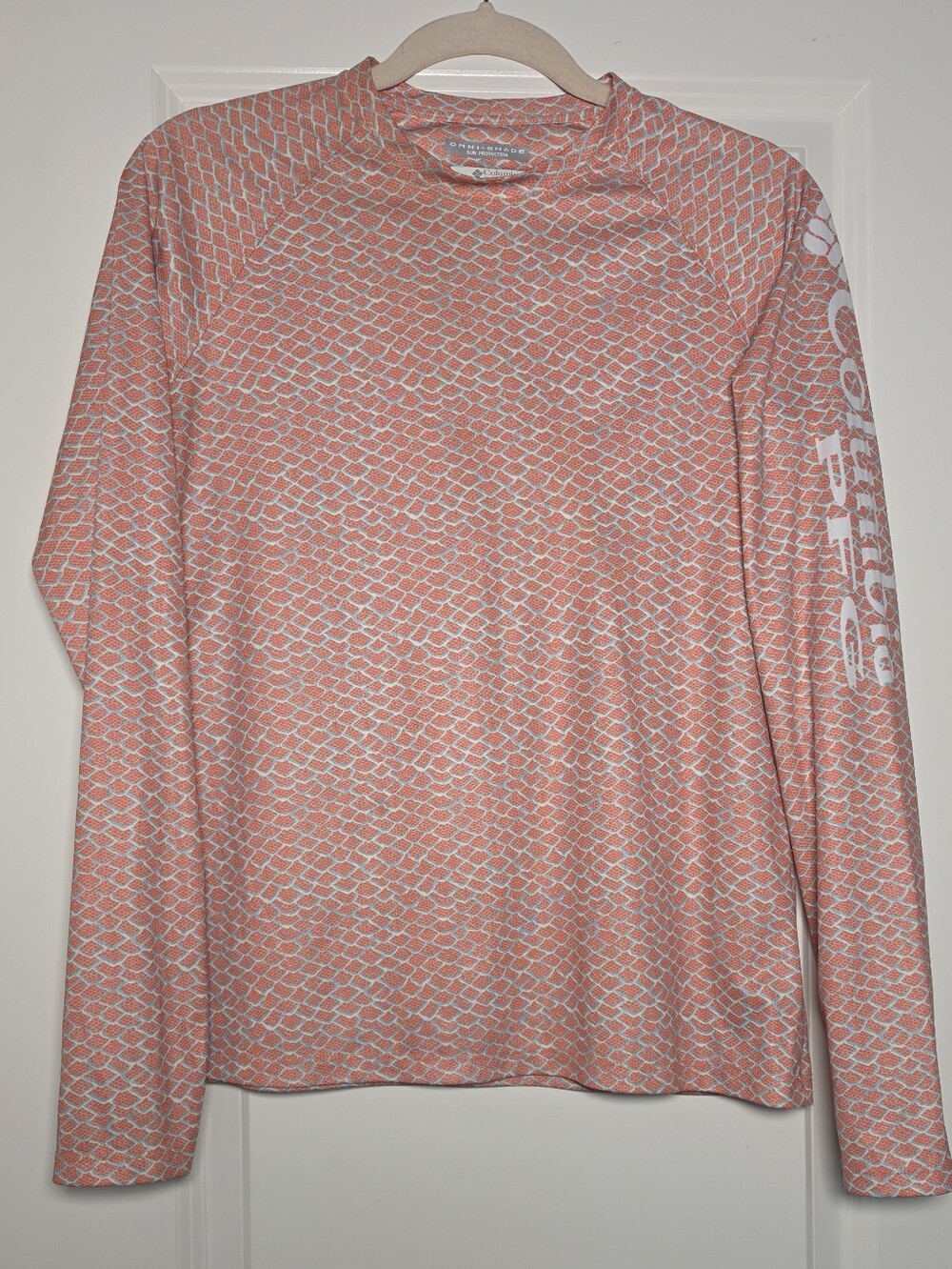 Columbia PFG Omni-Shade Women's M Fishing Sun Shirt UPF Long Sleeve Coral - Picture 2 of 10